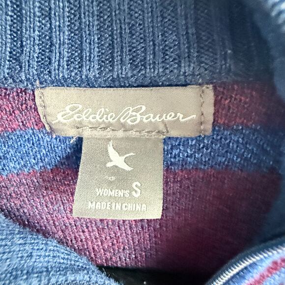 Eddie Bauer Nordic Zip Sweater Small Grandpacore Purple Blue Half Zip Warm - Picture 3 of 7